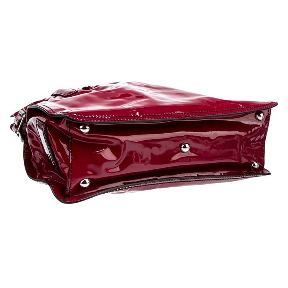 VALENTINO GARAVANI Maroon Patant Leather Hobo Shoulder Tote Bag NEW - Picture 4 of 11